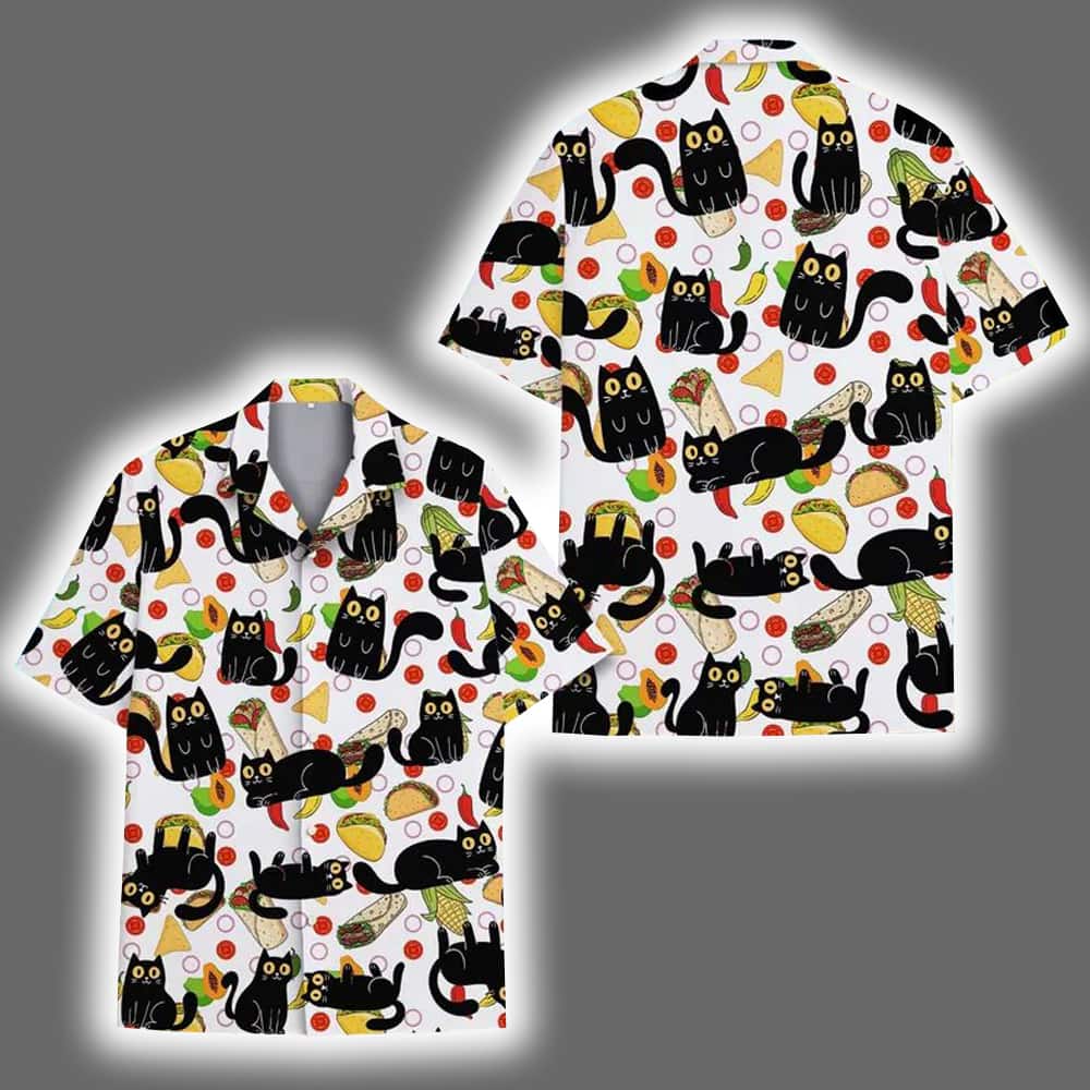 Cat and Taco Colorful Tropical Summer Hawaiian Shirt Cat and Taco Colorful Tropical Summer Hawaiian Shirt