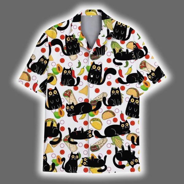 Cat and Taco Colorful Tropical Summer Hawaiian Shirt 2