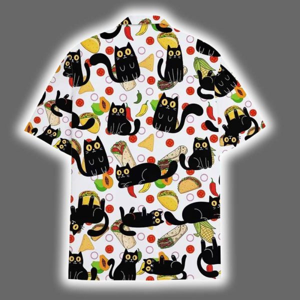 Cat and Taco Colorful Tropical Summer Hawaiian Shirt 3