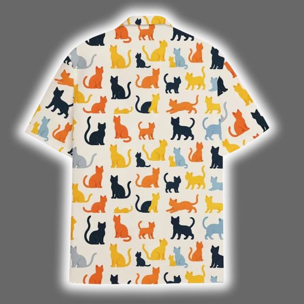 Colorful Silhouette Cat Hawaiian Shirt 3