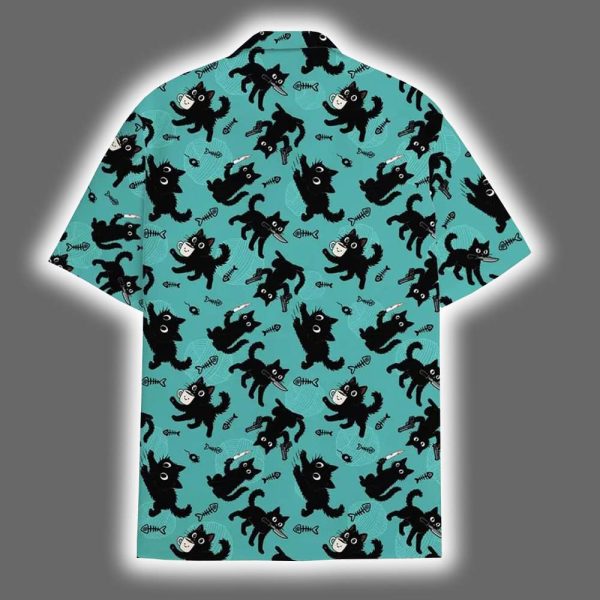 Cute Black Cat Summer Aloha Hawaiian Shirt 3