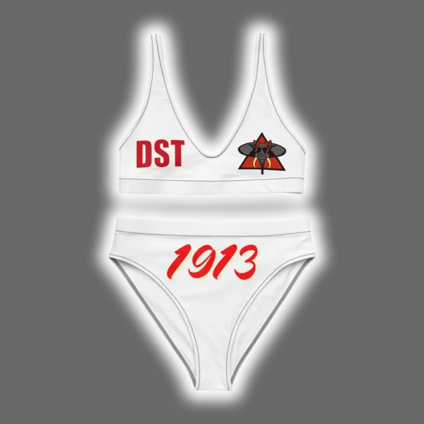 Delta Sigma Theta 1913 AOP Lady's Crop Top Two Piece Swimsuit 3