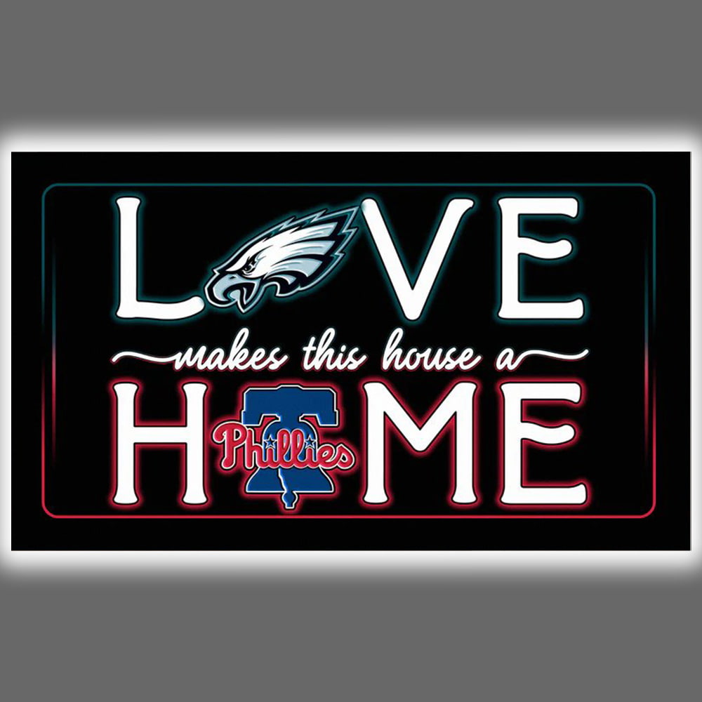 Eagles x Phillies Love Makes This House A Home Doormat Eagles x Phillies Love Makes This House A Home Doormat