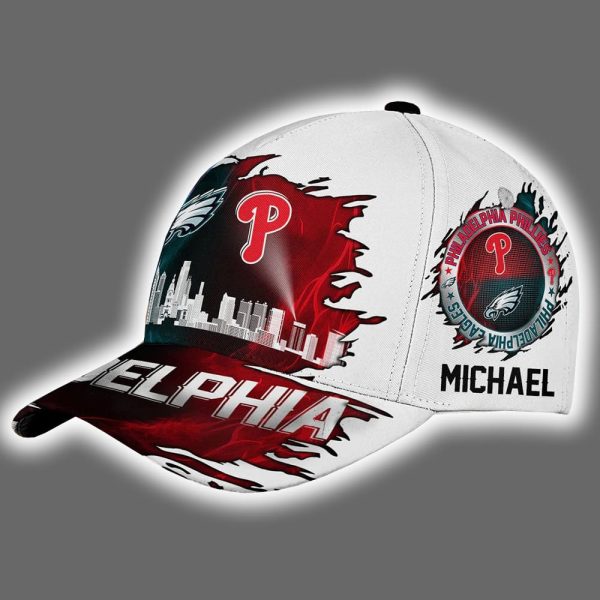 Eagles x Phillies Skyline Customized Classic Cap 2