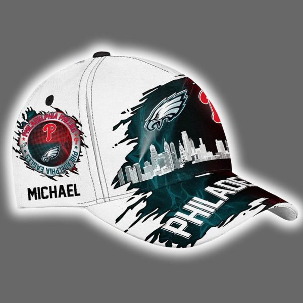 Eagles x Phillies Skyline Customized Classic Cap 3