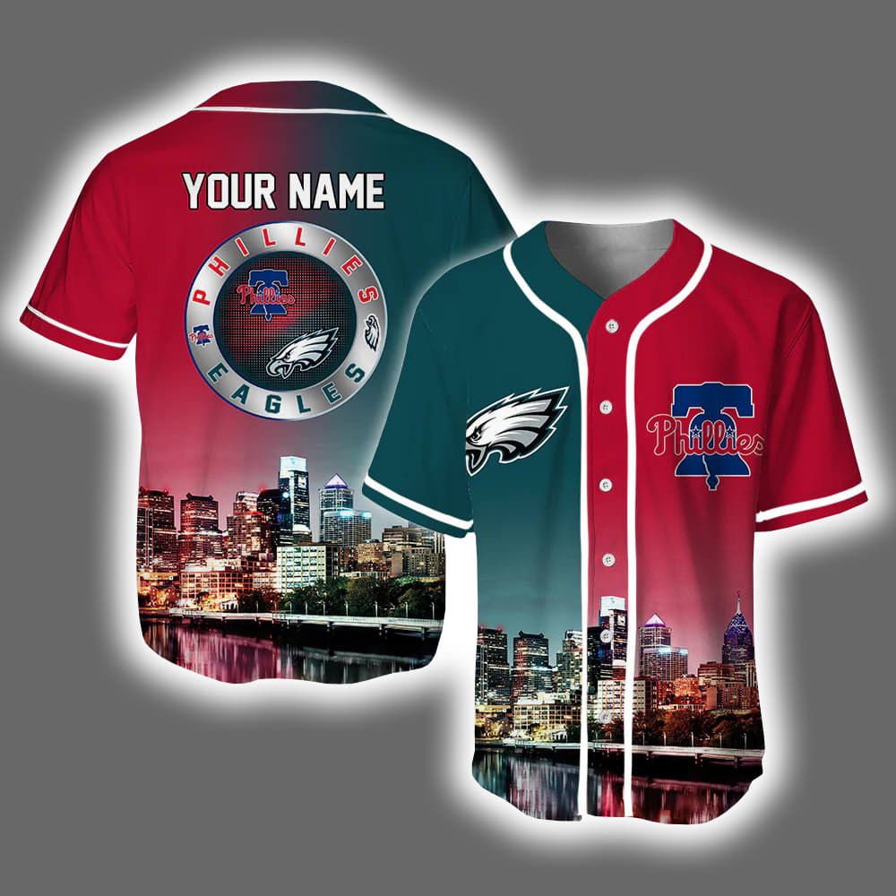 Eagles x Phillies Skyline Personalized Jersey Eagles x Phillies Skyline Personalized Jersey