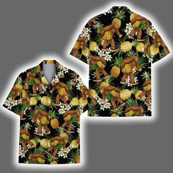 Funny Bigfoot Pineapple Hawaiian Shirt