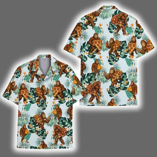 Funny Bigfoot Pizza Hawaiian Shirt