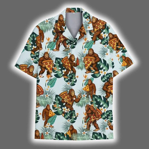 Funny Bigfoot Pizza Hawaiian Shirt 2