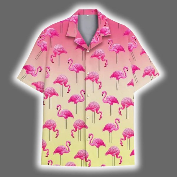 Funny Flamingo Pink Bird Tropical Beach Hawaiian Shirt 2