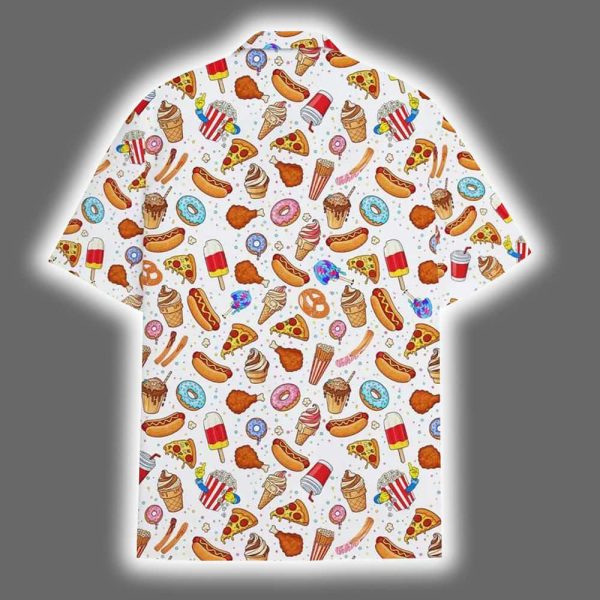 Funny Junk Food Pizza Donut Ice Cream Summer Hawaiian Shirt 3