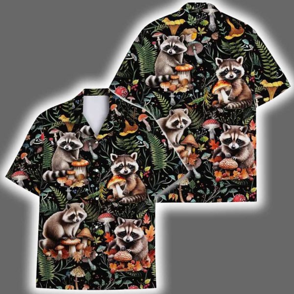 Funny Racoon Mushroom Summer Tropical Hawaiian Shirt