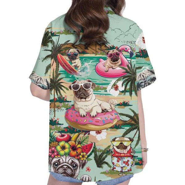 Funny Summer Beach Pug Hawaiian Shirt 2
