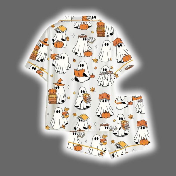Ghost Books Halloween Satin Pajama Set 2