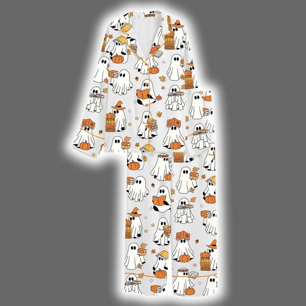 Ghost Books Halloween Satin Pajama Set 3