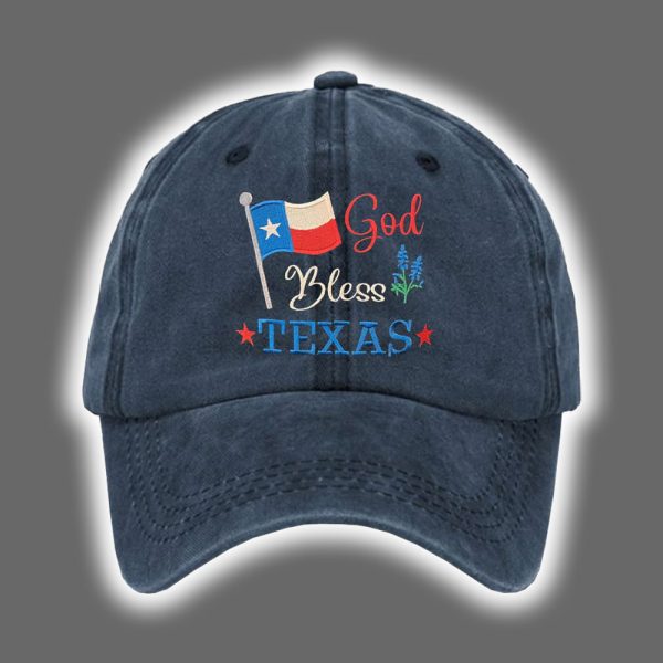 God Bless Texas Print Baseball Cap 2