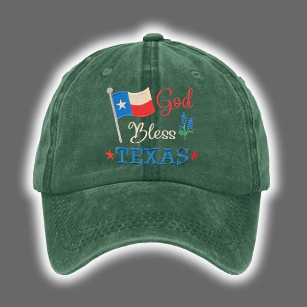 God Bless Texas Print Baseball Cap 3
