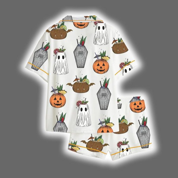 Halloween Cocktail Spooky Cocktails Halloween Summer Drinks Summerween Satin Pajama Set 2