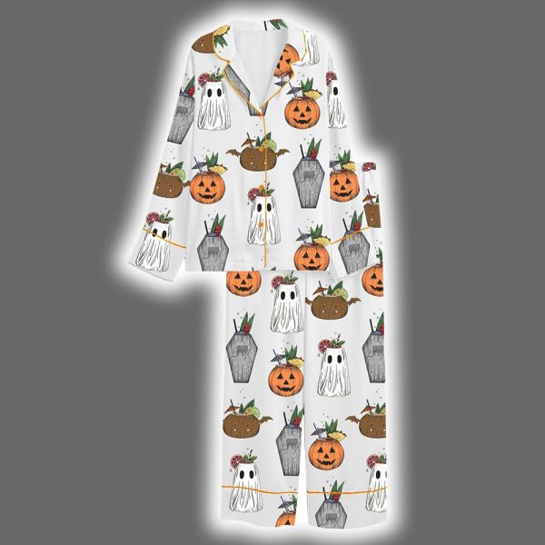 Halloween Cocktail Spooky Cocktails Halloween Summer Drinks Summerween Satin Pajama Set 3