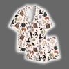Halloween Witches Black Cat Satin Pajama Set