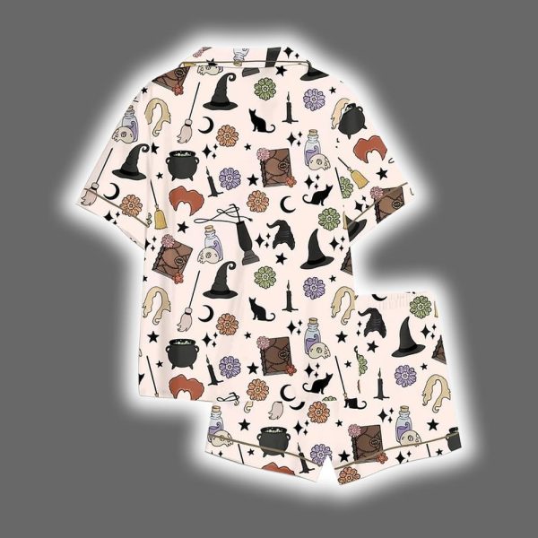 Halloween Witches Black Cat Satin Pajama Set 2