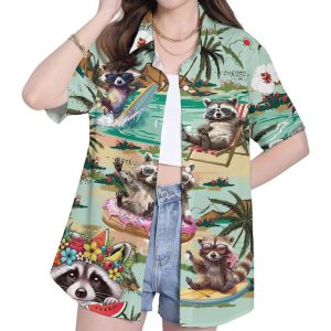 Summer Beach Raccoon Hawaiian Shirt