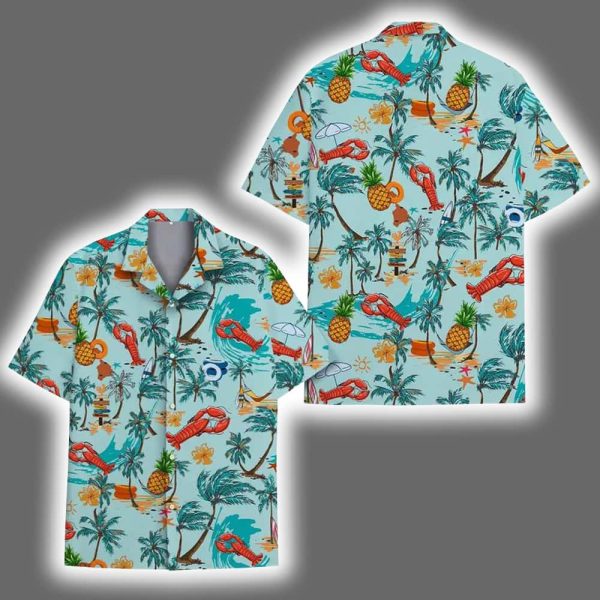 Lobster Pineapple Tropical Beach Vacation Hawaiian Shirt