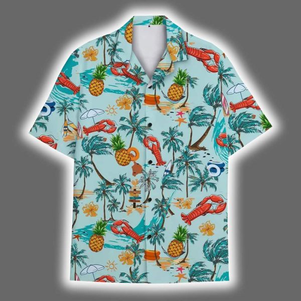 Lobster Pineapple Tropical Beach Vacation Hawaiian Shirt 2