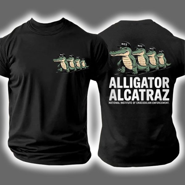 National Institute Of Crocodilian Enforcement Alligator Alcatraz Two Sided Shirt 2