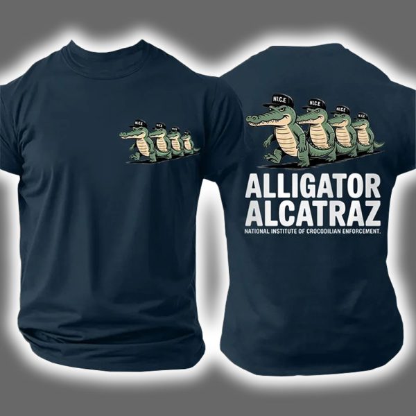 National Institute Of Crocodilian Enforcement Alligator Alcatraz Two Sided Shirt 3