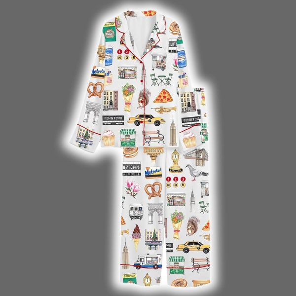 New York City Travel Journal Satin Pajama Set 3
