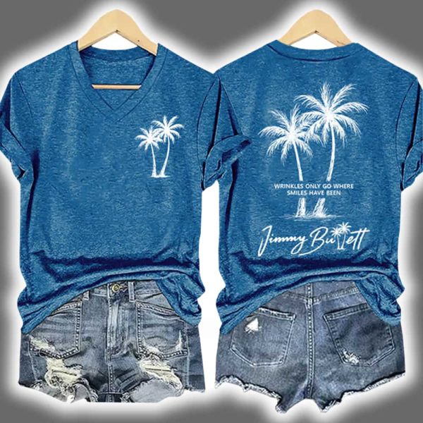 Palm Trees Jimmy Buffett Wrinkles Only Go Where Smiles Have Been Shirt 2