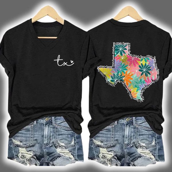 Pray For Texas Strong Floral Two Sided Shirt 2