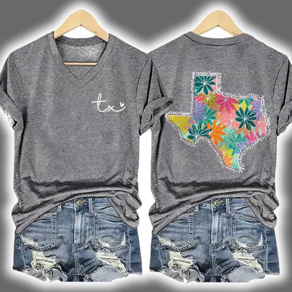 Pray For Texas Strong Floral Two Sided Shirt 3