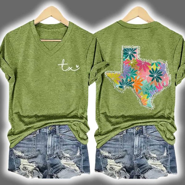 Pray For Texas Strong Floral Two Sided Shirt 4
