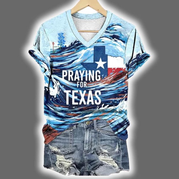 Praying For Texas Printed Short-Sleeved 3D T-Shirt
