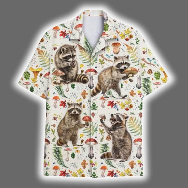 Raccoon Mushroom Hawaiian Shirt 2