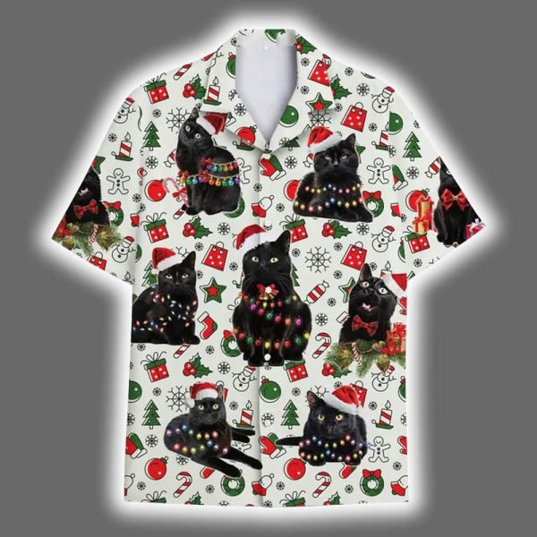 Retro Christmas Cat Hawaiian Shirt 2