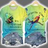 Retro Gradient 5 O'clock Palm Trees Margarita Time Print T-Shirt