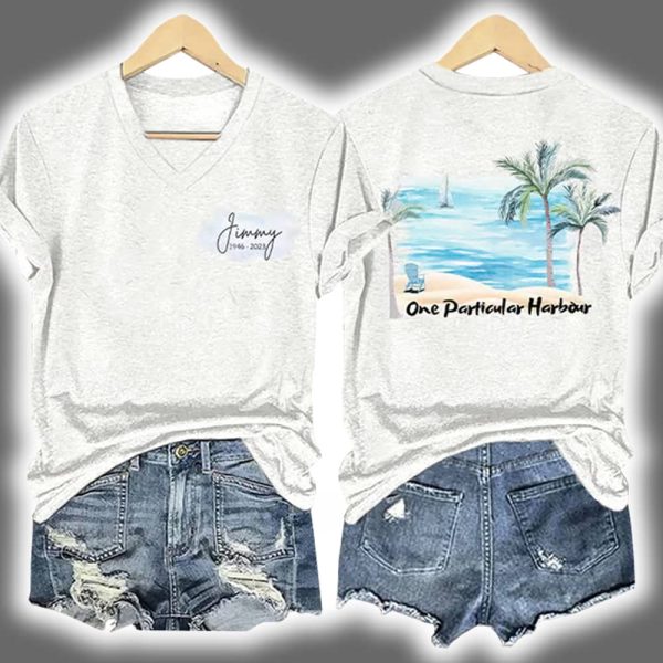Retro Jimmy One Particular Harbour Palm Trees Print T Shirt 2