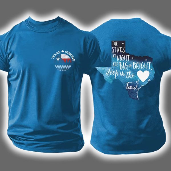 Retro Man's Texas Strong The Stars At Night Are Big And Bright Deep In The Heart Of Texas Print T-Shirt