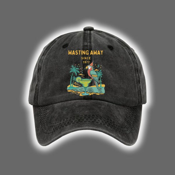 Retro Parrot Margarita Wasting Away Since 1977 Print Baseball Cap 2