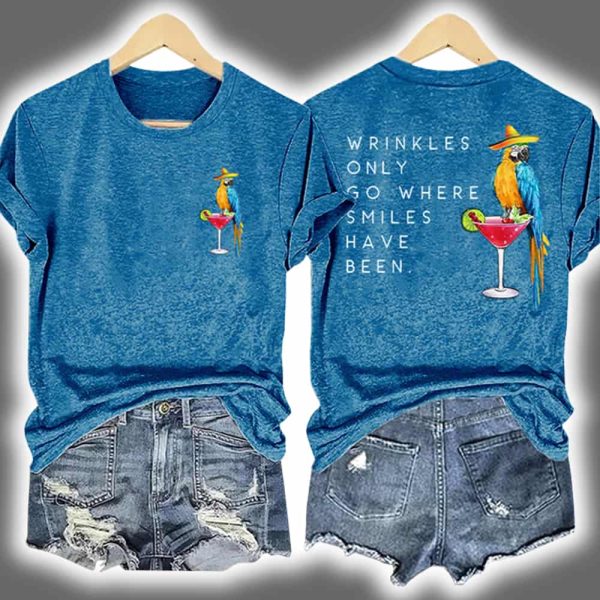 Retro Parrot Wrinkles Only Go Where Smiles Have Been Two Sided Shirt 2