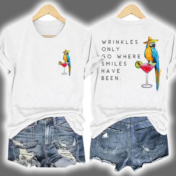 Retro Parrot Wrinkles Only Go Where Smiles Have Been Two Sided Shirt 4