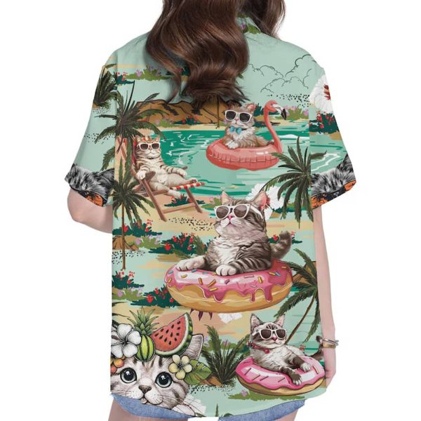 Retro Summer Beach Cat Hawaiian Shirt 2
