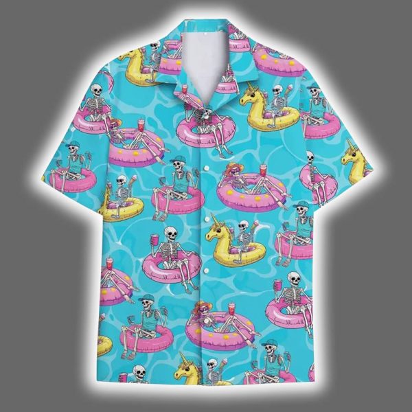 Retro Summer Beach Skeleton Hawaiian Shirt 2