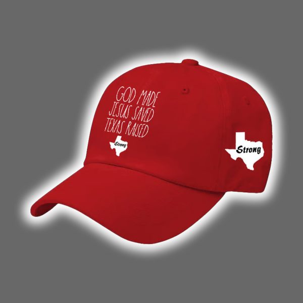 Retro Texas Strong God Made Jesus Saved Texas Raised Print Baseball Cap