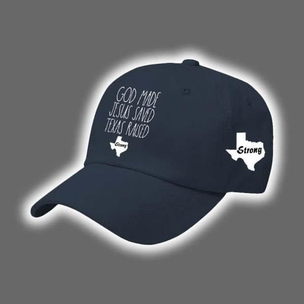 Retro Texas Strong God Made Jesus Saved Texas Raised Print Baseball Cap 3