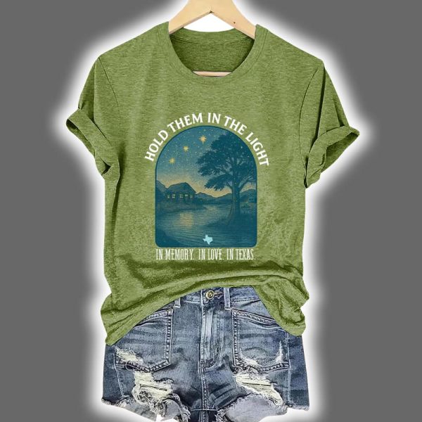 Retro Texas Strong Hold Them In The Light In Memory In Love In Texas Print T Shirt 3