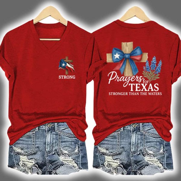 Retro Texas Strong Prayers For Texas Stronger Than The Waters Two-Sided Shirt